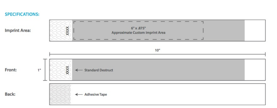 custom litter free tyvek 1" wristbands template
