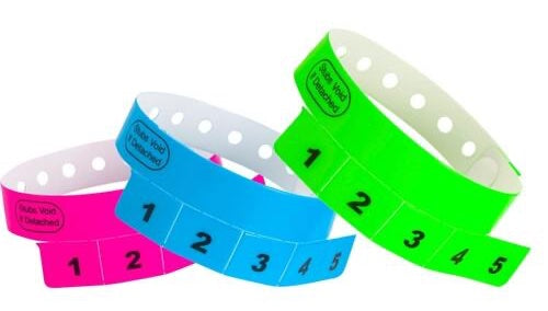 Vinyl Wristbands - 5 Tab