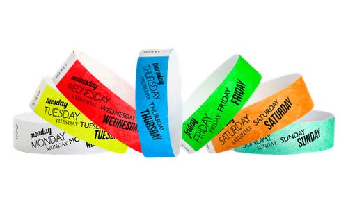 Tyvek 3/4&quot; Wristbands - Day of the Week