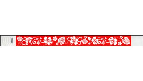 Tyvek 3/4&quot; Wristbands - Hawaiian Flowers