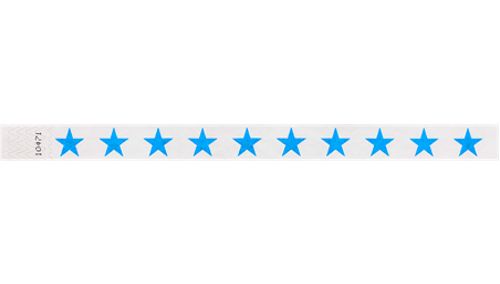 Tyvek 3/4" Wristbands - Stars Neon Blue