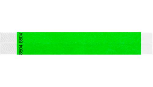 Tyvek 3/4" Wristbands - Duplicate Numbers Neon Green